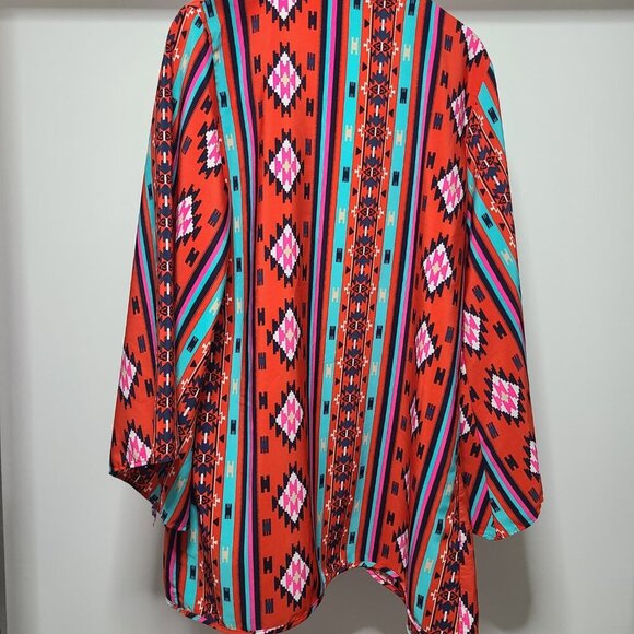 Yahada Western Aztec Designed Fringe Above Knee Bell Sleeve Dress Size L - Picture 2 of 4